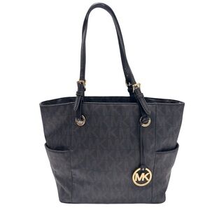 Michael Kors‎ large handbag w side storages center zip Black/Gray canvas